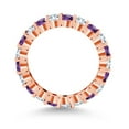 thumbnail image 4 of Gem Stone King 1.00 Cttw Round Purple Amethyst and White Created Sapphire Eternity Band Ring for Women | 18K Rose Gold Plated Silver | Available in Size 5, 6, 7, 8, 9| Size 8, 4 of 7