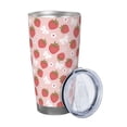 thumbnail image 2 of Fotbe Floral Strawberr Pattern 20 oz Tumbler Stainless Steel Vacuum Insulated Coffee Ice Cup Double Wall Travel Flask Leak-proof Coffee Cup-Straw Three-piece Set, 2 of 8