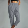 thumbnail image 4 of Gifts Usmixi Womens Capris Casual Solid Elastic Waist Breathable Comfy 3/4 Pants Plus Size Loose Straight Leisure Cropped Trousers with Pocket Gray m, 4 of 6