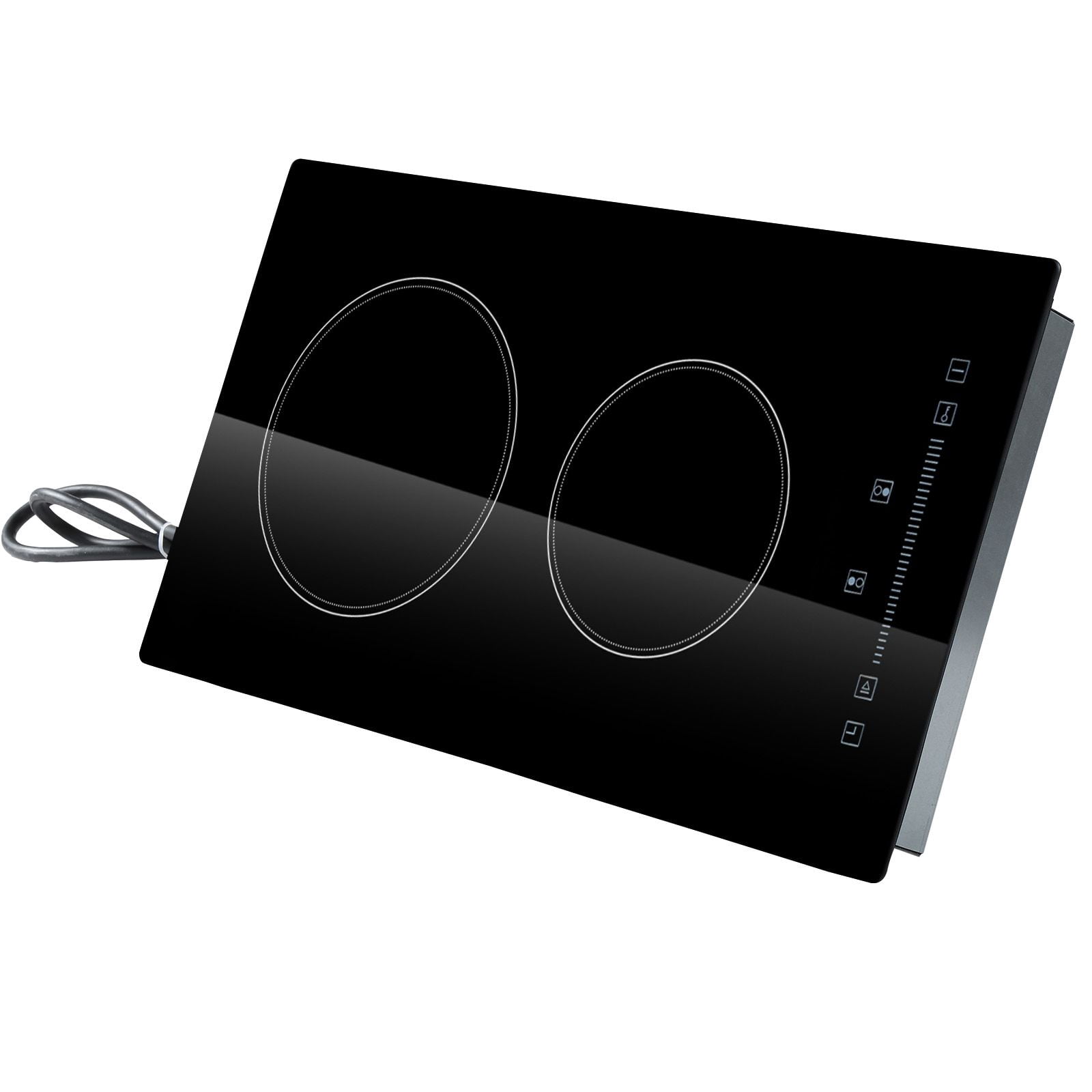 Built in Electric Stove Top, 20 x 11.6 inch 2 Burners, 240V Glass Radiant Cooktop with Sensor Touch Control, Timer & Child Lock Included, 9 Power Levels for Simmer Steam Slow Cook Fry