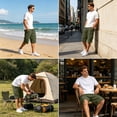 thumbnail image 7 of Zimjoy 3 Pack Long Relaxed Fit Cargo Shorts for Men Elastic Waist Drawstring Below Knee Casual Work Shorts with Pockets, Army Green XL, 7 of 7