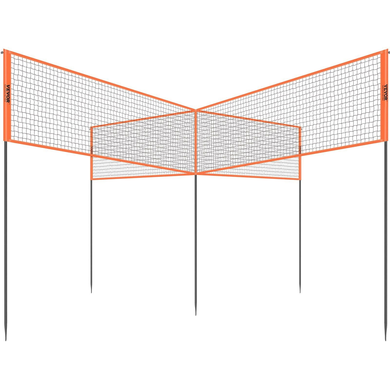 4-Way Volleyball Net, Adjustable Height Badminton Net Set for Backyard Beach Lawn, Outdoor Portable Volleyball Net with Carrying Bag, 4 Square Quick Assemble Game Set For Kids And Adults