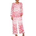 thumbnail image 6 of Rciityk Valentines Day Pajamas Women - Pajama Sets for Women 2 Piece - Casual Long Sleeve Crew Neck Top and Pants Pjs Sets Nightwear Loungewear, 6 of 6