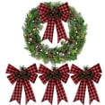 thumbnail image 4 of SLYNSHome Christmas Bows for Wreath Decoration,Xmas Tree Topper Plaid Bow for Christmas Parties Indoor Outdoor, 4 of 7