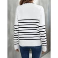 thumbnail image 4 of Suéter de Punto para Mujer, Informal, con Cuello en V, Estampado A Rayas, Holgado, de Larga S, 4 of 10