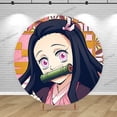 thumbnail image 3 of Fondo redondo para fiesta de Demon Slayer Kamado Nezuko, portada para niña, primer cumpleaños, pancarta de feliz cumpleaños, decoración para baby shower, 3 of 5