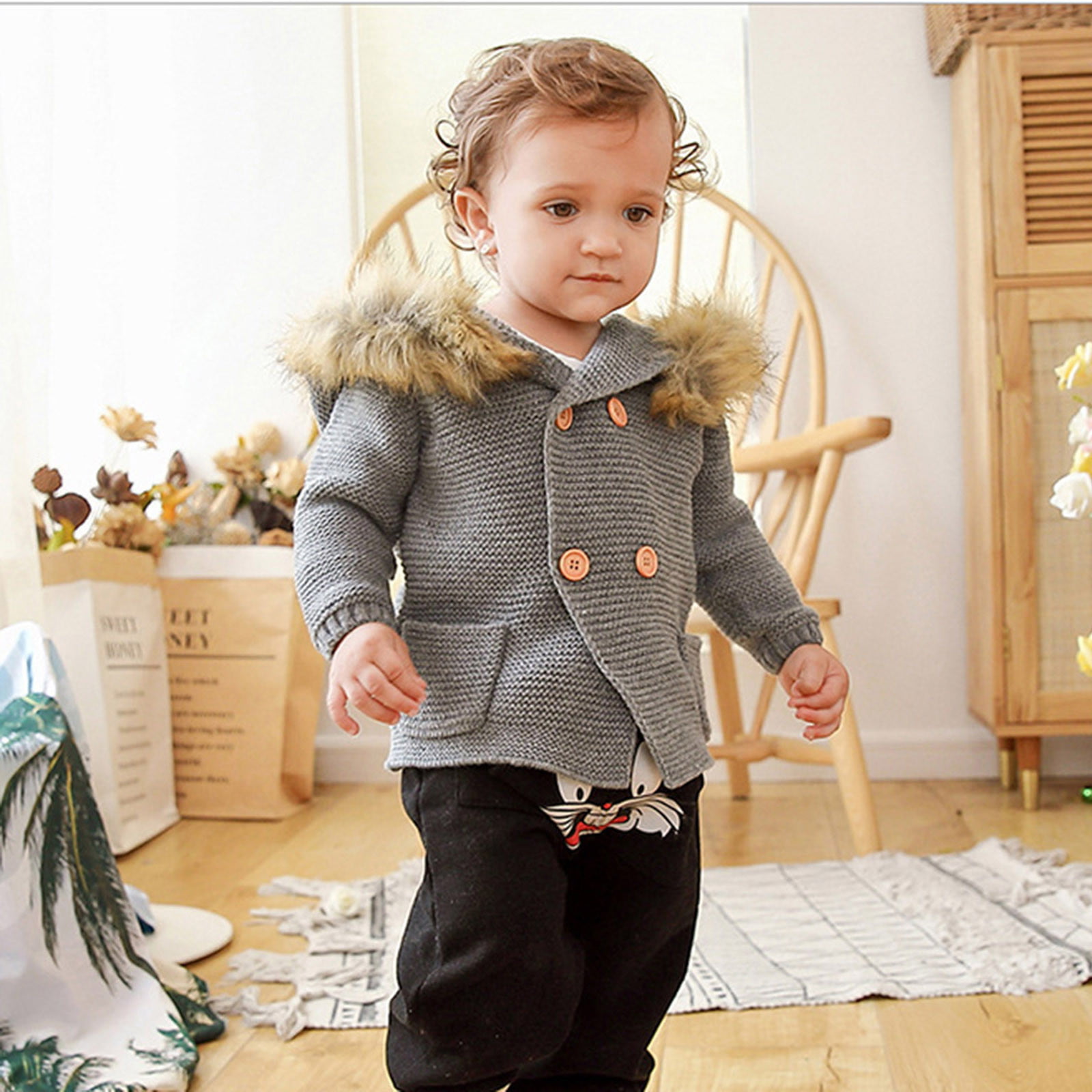Baby Puffer Jacket Winter Hooded Coat Lightweight Down Outerwear Cartoon Animal Print Cute Baby Girls Boys Kids Winter Jackets Padded Coat Warm Baby Outfits Windproof Overcoat Trench Coat Snowsuit 