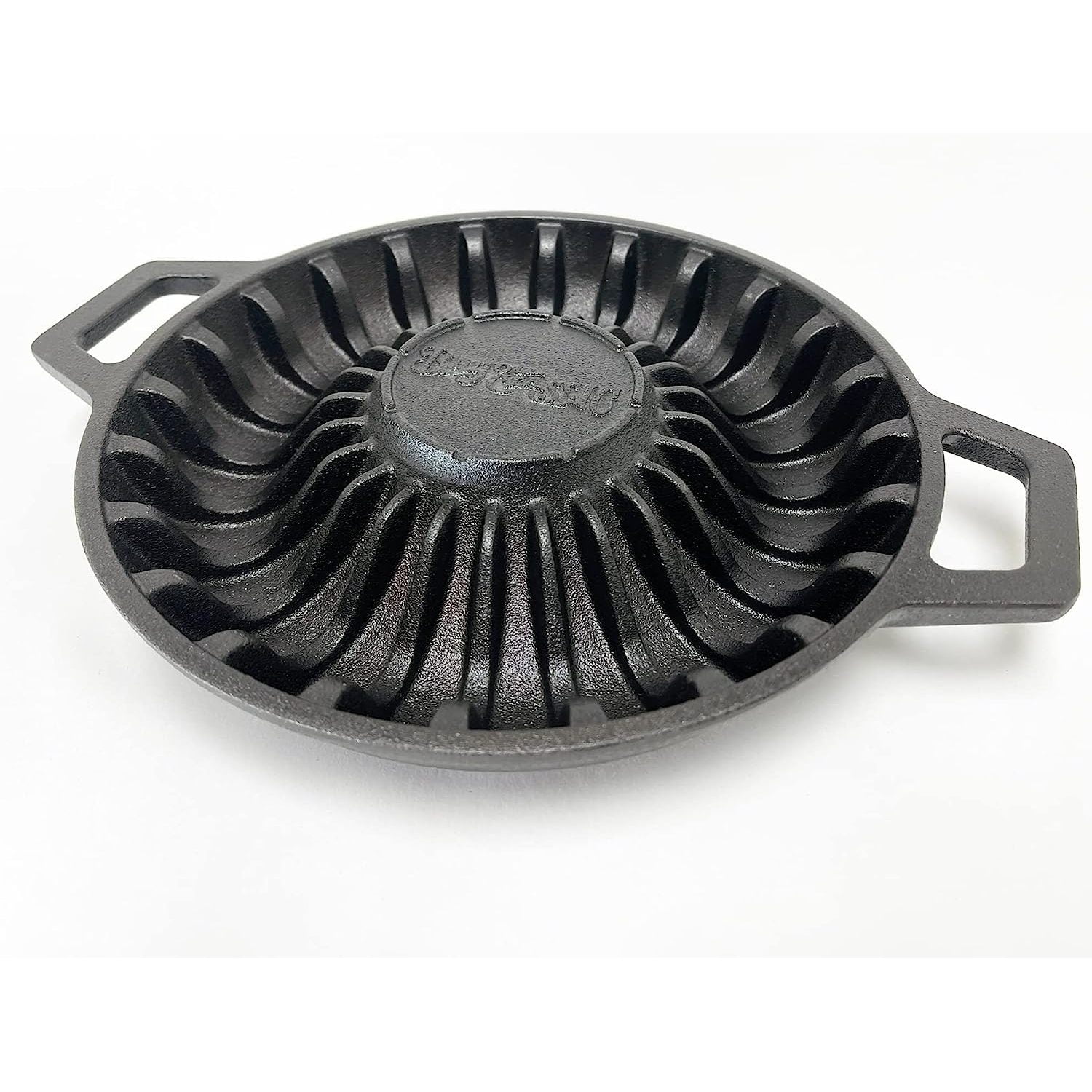 HElectQRIN 7423 PreSeasoned Cast Iron Shrimp Pan for Cooking and Serving Holds 24 Jumbo Shrimp
