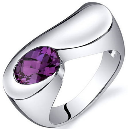 Oravo 1.75 Carat T.G.W. Created Alexandrite Rhodium-Plated Sterling Silver Engagement Ring