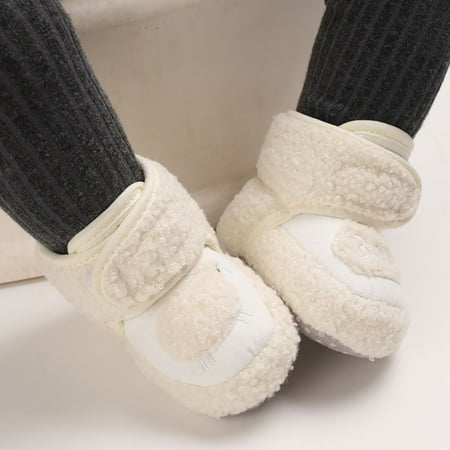 

YOUSNH Warm Shoes Soft Booties Comfortable Boots Toddler Warming Home Shoes Snow Boots for Baby Girls and Boys Baby Shoes White 4