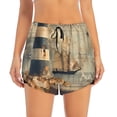 thumbnail image 4 of Lsque Vintage Nautical Lighthouse Printed Women's Running Shorts with Liner Pockets,Elastic Quick Dry Workout Athletic Gym Yoga Shorts,Womens High Waist Shorts-XX-Large, 4 of 9