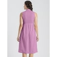 thumbnail image 3 of Moomaya Womens Solid Cotton Midi Dress, Sleeveless Summer Dress With Buttoned Closure, 3 of 8