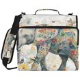 thumbnail image 2 of Zipper Binder with Shoulder Strap 2 inch 3 Ring Waterproof File Folder Organizer Bag 500 Sheet Elephant with Colorful Floral, 2 of 8