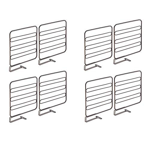 mDesign Versatile Metal Wire Closet Shelf Divider and Separator Bronze 4 Pack 
