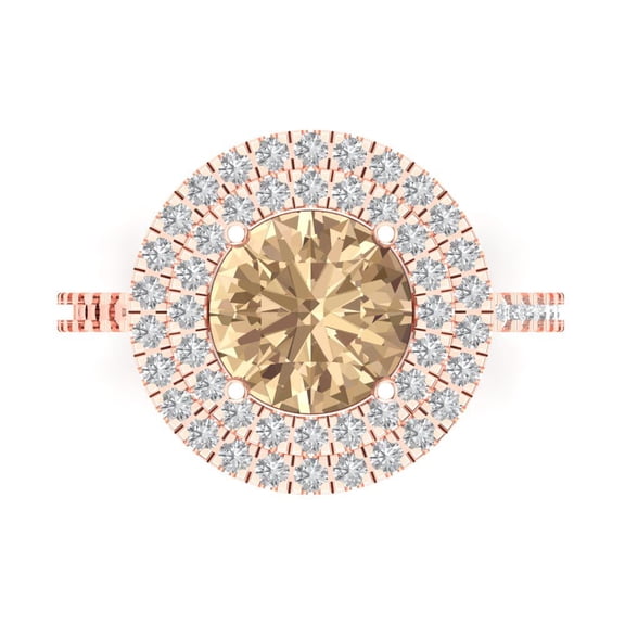 Halo Engagement Ring for Women - 2.6ct Yellow Moissanite in 18K Rose Gold Promise Ring