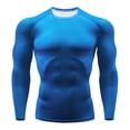 thumbnail image 1 of Minnieouse Deporte manga larga hombres cuello ropa deportiva transpirable resistencia al desgaste camisa térmica de compresión duradera Camisetas Azul Minnieouse AP013563-04, 1 of 6