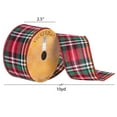 thumbnail image 2 of Vickerman 2.5" x 10 Yards Red White Black Green Plaid Woven Wired Edge Christmas Ribbon, 2 of 2