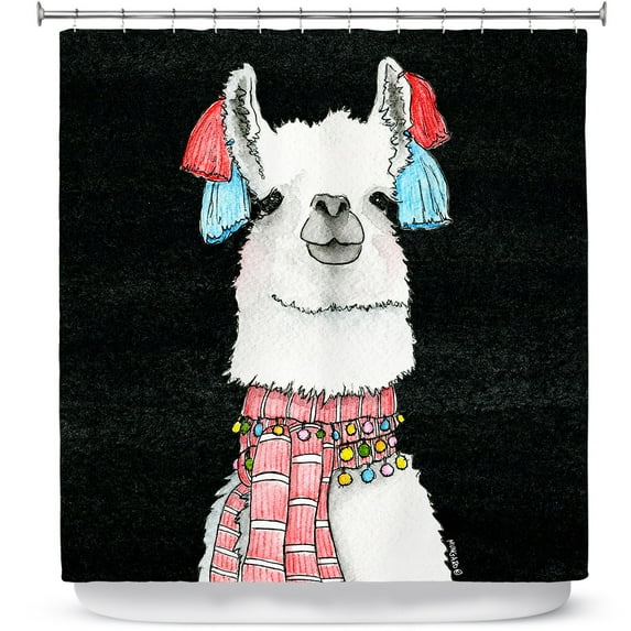 Shower Curtains 70" x 73" from DiaNoche Designs by Marley Ungaro - Scarf Llama Black