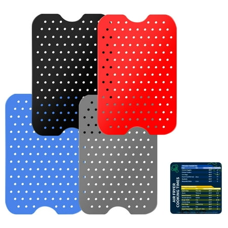 

ODOMY Double Basket Air Fryer Liners 4 Pack Reusable Silicone Air Fryer Liners Kitchen Accessories for Dual Basket Air Fryers Easy Clean