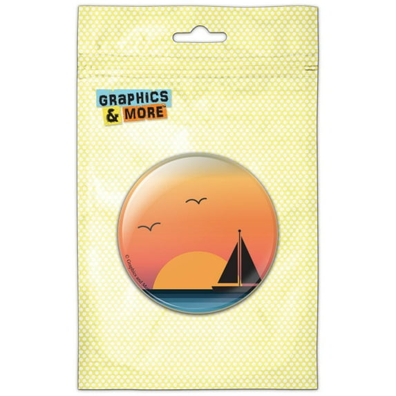 Sailboat Silhouette Ombre Sunset Ocean Romantic Beautiful Sea Refrigerator Button Magnet