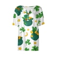 thumbnail image 4 of St.Patrick's Day T-shirt Women - Irish Lucky Clover 3/4 Sleeve Shirt, Fashion Shamrock Green Shirt, Costume for St.Patrick's Day|Style DCyanXXXL, 4 of 5