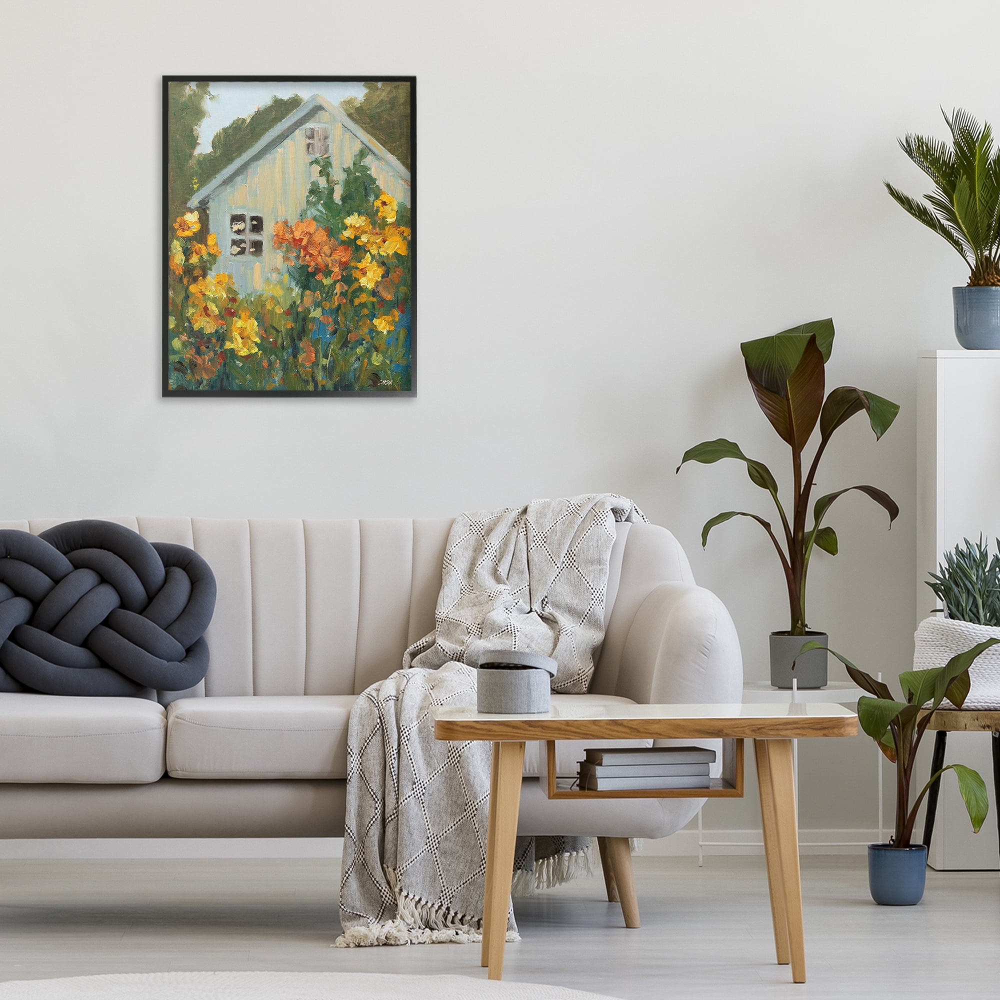 Stupell Industries Sunlit Cottage Garden View Black Framed Giclee Art, design by Carson Overstreet