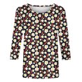 thumbnail image 4 of DeHolifer Womens 3/4 Sleeve Tunic Tops Plus Size Spring Floral Print Crewneck Floral Printed Tees Shirt Loose Pullover Blouses Summer Tops Yellow 2XL, 4 of 4