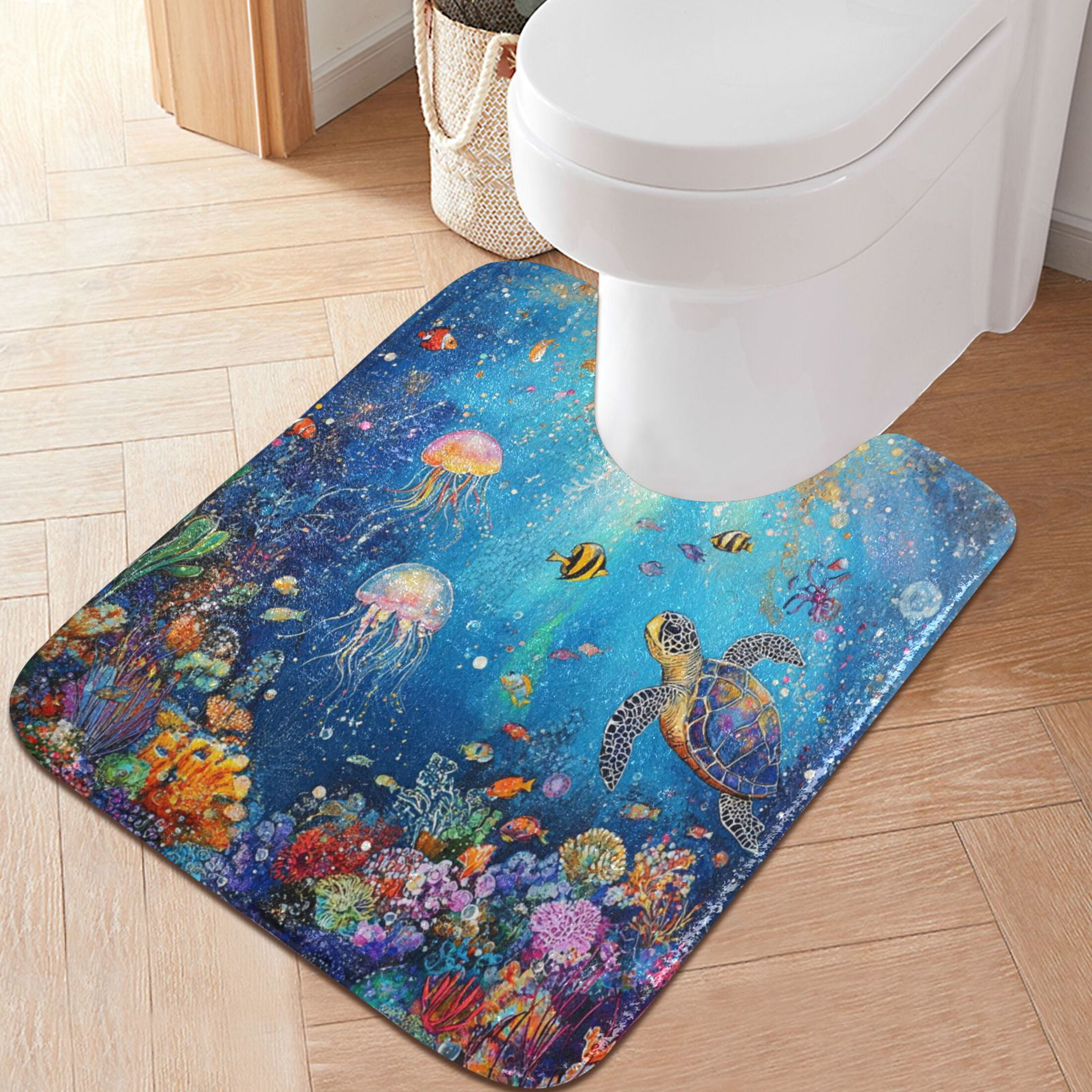 RMDQTR 2PCs Bathroom Rugs Set Plush Toilet Base Mat 16" × 24" Bath Mat and 20" × 24" U Shape Soft Rugs Non Slip Absorbent
