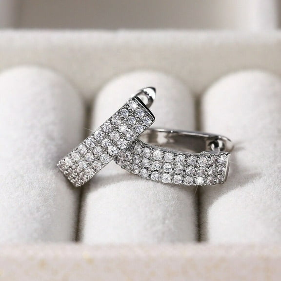 3 Carat Lab Created Diamond Huggie Hoop Earrings 14K White Gold Finish