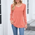 thumbnail image 5 of Women's Puff Long Sleeve Shirts Pleated Crew Neck Dressy Casual Blouses Fall Trendy Flowy Loose Fit Tunic Tops, 5 of 7