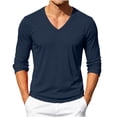 thumbnail image 2 of Trikvn Men's V Neck T Shirts Long Sleeve Casual Basic Tees Slim Fit Muscle Top Lightweight Athletic Activewear Undershirts Daily Wear Fall Spring Training, 2 of 9
