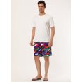 thumbnail image 4 of Pantalones cortos de baño de verano para hombre Pantalones cortos de tablero a rayas de bloque de color con cordón de cintura elástica Púrpura M Unique Bargains Pantalones, 4 of 6