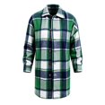 thumbnail image 3 of Mineart Men's Plaid Trench Coat Lapel Collar Mid Long Jacket Winter Outwear, 3 of 6
