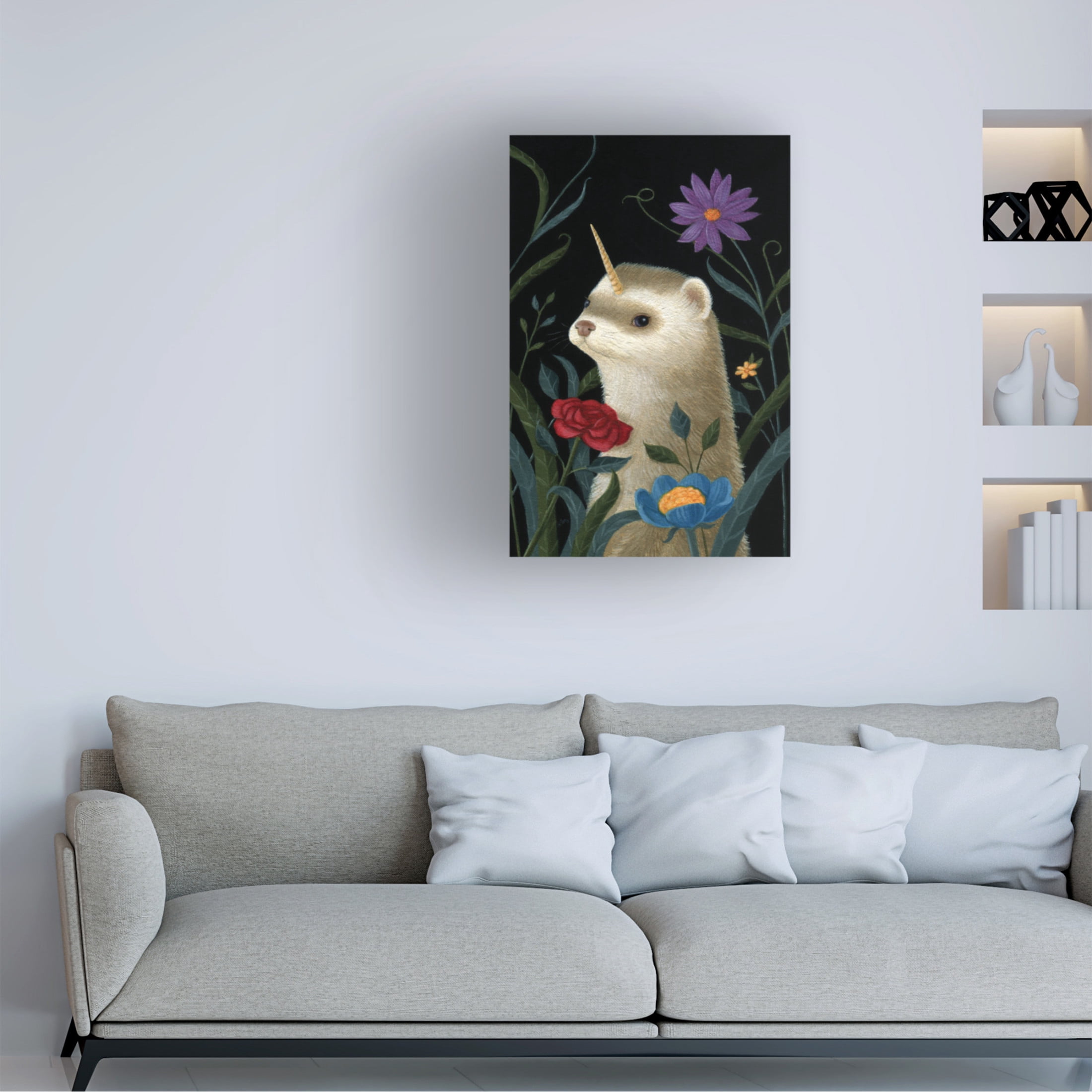 Canvas Wall Art - Gina Matarazzo 'Petey the Ferricorn' Wall Art for Living Room, Bedroom, or Office Décor by Trademark Fine Art - 16 x 24 Inches