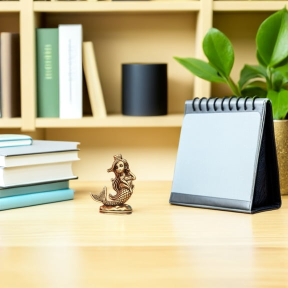 NICEXMAS Artistic Brass Mermaid Decoration for Office Desk and Chinese Shui Home Display