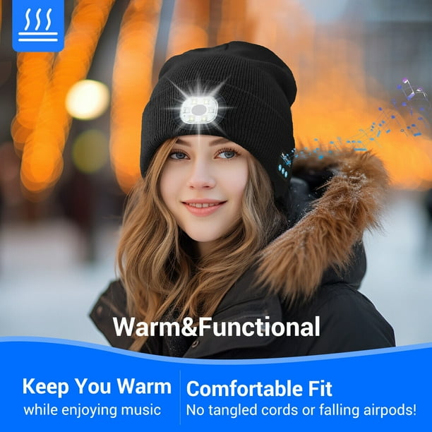 Unisex Bluetooth Beanie Hat with Light,USB Rechargeable 6  display picture 3