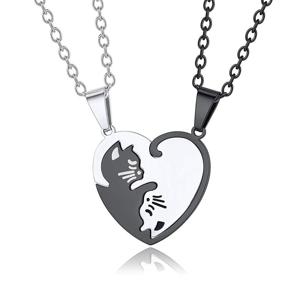 Buy YangLing 2PCS Split Puzzle Yin Yang Cat Pendant Necklace, Stainless  Steel Tai Chi Black White Cat Couples Jewelry Necklace at Amazon.in