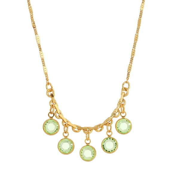 1928 Jewelry Peridot Green Austrian Channel Crystal Fancy Drops Necklace For Women 16"   3" Extender