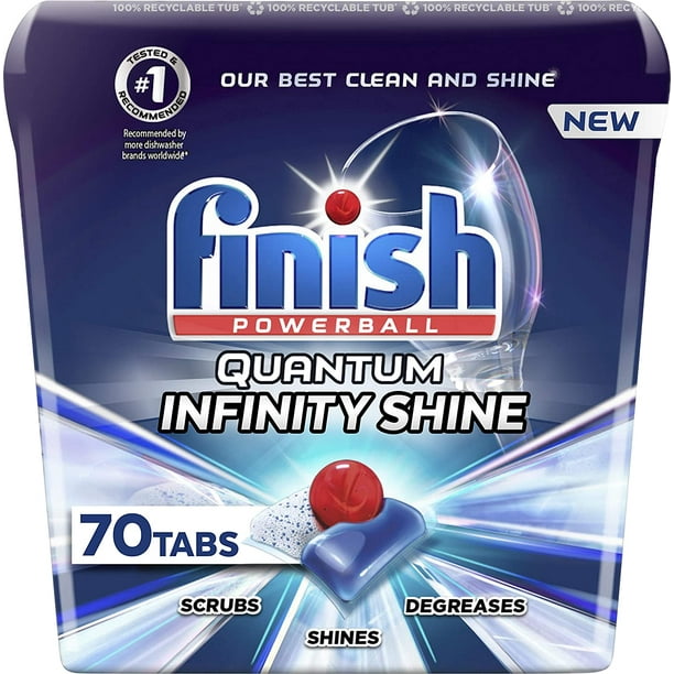 Finish Quantum Infinity Shine 70 Count Dishwasher Detergent Powerball Our Best Ever Clean And Shine Dishwashing Tablets Dish Tabs Walmart Com Walmart Com