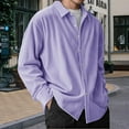 thumbnail image 2 of Resicozy Men's Corduroy Shirt Casual Solid Color Long Sleeve Button Down Lightweight Fashion Jacket Purple 2XL, 2 of 3