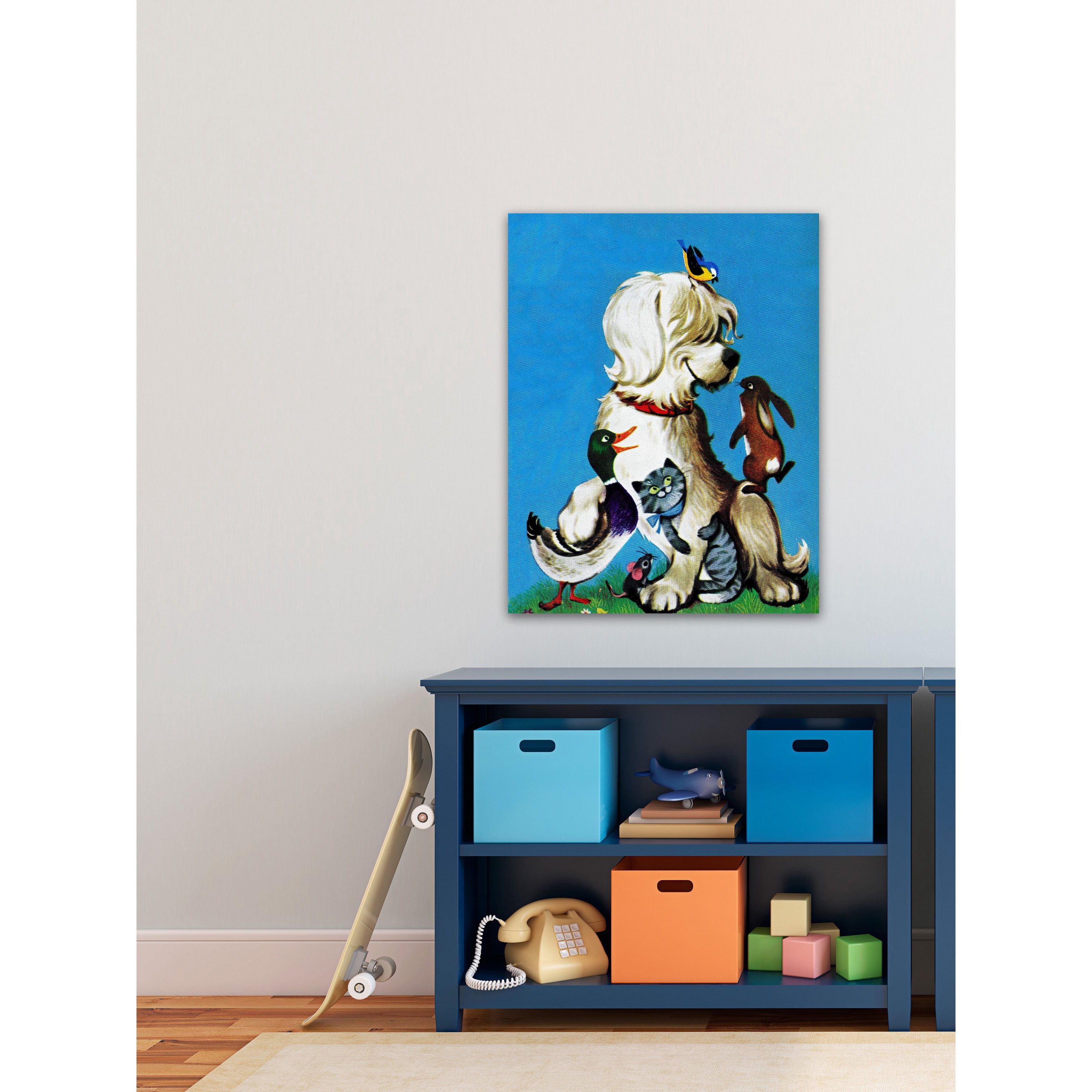 Marmont Hill "Dog and his Friends" by Curtis Painting Print on Canvas