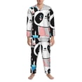 thumbnail image 3 of Salouo Panda Cute Pink Hearts Print Button-Front Long Sleeve Pajama Set for Men, Soft 2Pjs Men's Long Sleeve Sleepwear-XX-Large, 3 of 7