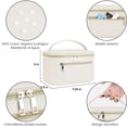 thumbnail image 4 of Bolsa De Cosméticos De Viaje De Gran Capacidad, Bolsa De Cosméticos Portátil De Cuero Resistente Al Agua, Neceser Multifuncional Para Mujer Con Asa. (blanquecino), 4 of 7