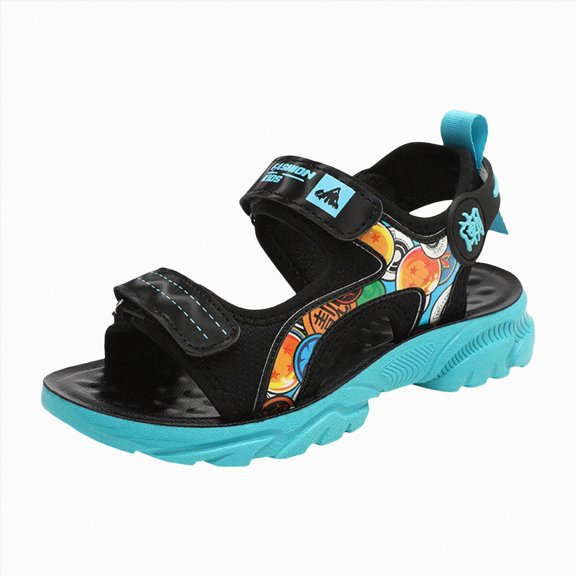 KPOPLK Kids Boy Summer Sports Sandals Hiking Beach Outdoor Open Toe Sports Sandals for Kids 3-15 Years Size 13.5,Black