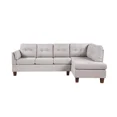thumbnail image 3 of Modern Style 2pc Sectional Sofa and Chaise Light Gray Lenin Upholstered Button Tufted L-Shape Sofa Set, 3 of 3