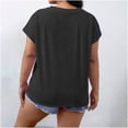 thumbnail image 5 of Horkkom Plus Size Tops for Women Crew Neck Solid Color Short Sleeve Shirts Summer Casual Loose Tunic Tops XXXXL, 5 of 9