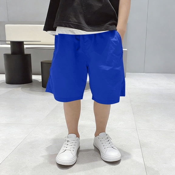 Juslio Shorts for Boys Breathable Loose with Pockets Cargo Shorts Casual Elastic Waist Shorts Sizes 12-13