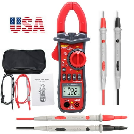 Display Digital Multimeter - UYIGAO U2008A Wire Clamp Digital Multimeter 1999 Counts with LCD Display-Amp Ohm AC/DC Voltage Tester Temperature Measure Auto-Ranging