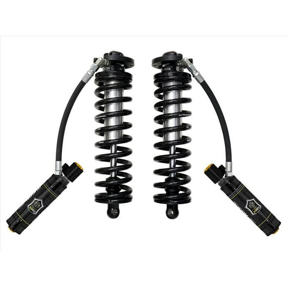 Icon Vehicle Dynamics Coil Over Shock Absorber 61721E 2.5 Series; Electronic Adjustable Valving; 4 To 5-1/2 Inch Lift; Pigtail Spring; Black/Silver; With Remote Reservoir; Set Of 2