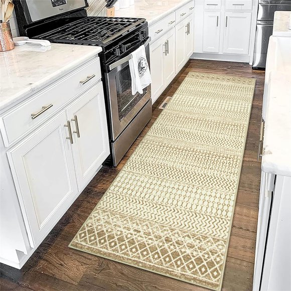 Nailttos Tapis de Couloir Marocain, 2x6 Ultra Doux Antidérapant Vintage Tapis de Buanderie, Tapis de Chambre à Coucher Lavable en Machine pour Chevet Salle de Bain Cuisine Ferme